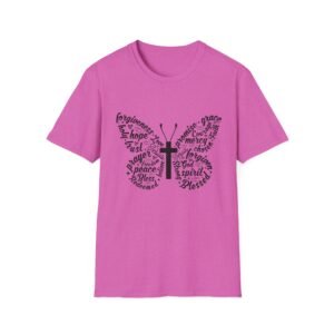 Inspirational Butterfly Graphic T-Shirt, Faith Shirt, Religious Tee, Gift for Believers, Spiritual Apparel