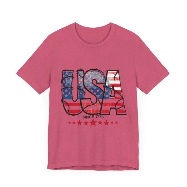 USA Flag Patriotic Tee, Unisex Short Sleeve T-Shirt, Fourth of July Gift, Americana Apparel, Casual Summer Shirt - Image 39