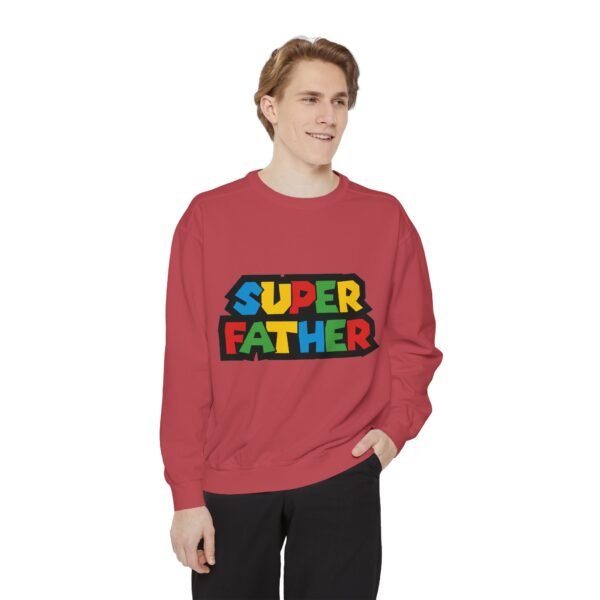 Super Father Garment-Dyed Sweatshirt, Gift for Dad, Father's Day Apparel, Cozy Unisex Sweatshirt, Dad's Day Present, Family Celebration Wear - Image 16