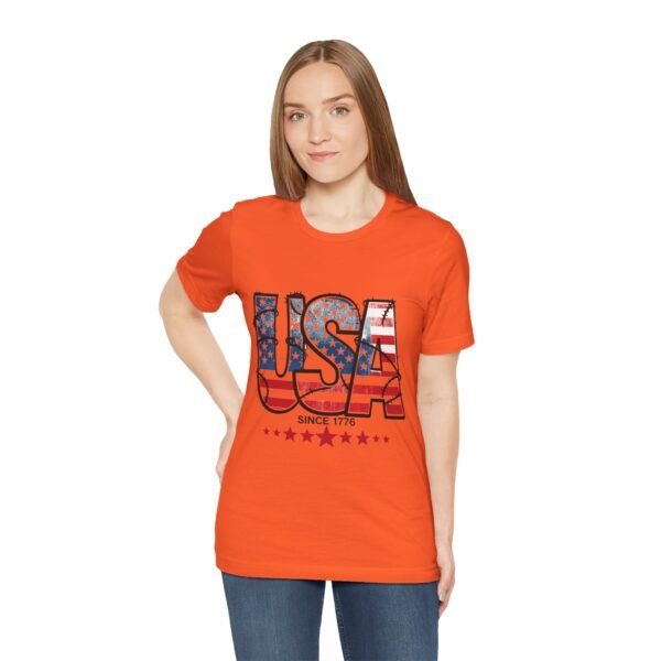 USA Flag Patriotic Tee, Unisex Short Sleeve T-Shirt, Fourth of July Gift, Americana Apparel, Casual Summer Shirt - Image 4