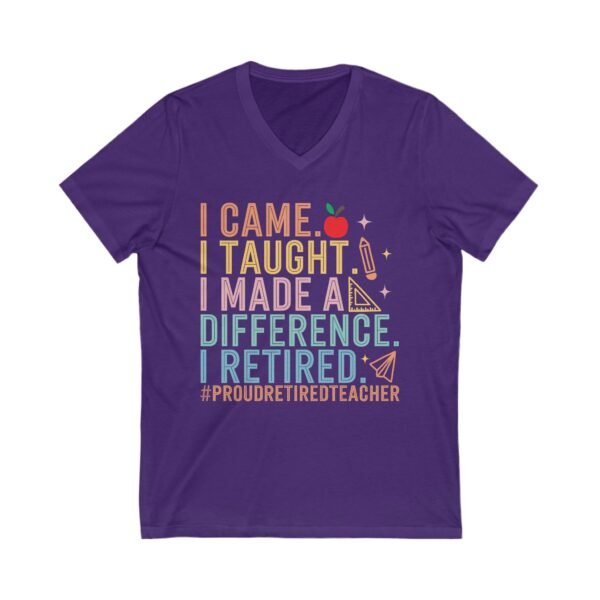 Proud Retired Teacher Tee, Unisex V-Neck, Teacher Appreciation Gift, Retirement Gift, Classroom Humor Shirt, Educational Theme Apparel - Image 11
