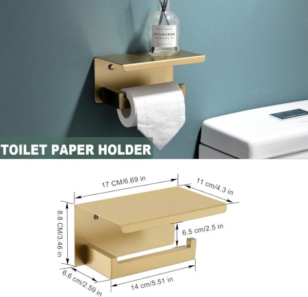Brushed Gold Bathroom Towel Bar Holder Sets Premiu... - Image 3