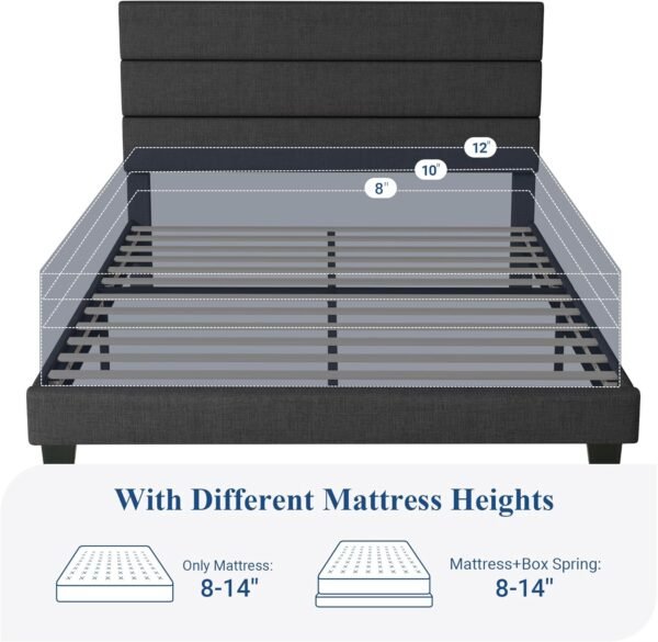 Allewie Queen Size Platform Bed Frame with Fabric ... - Image 8