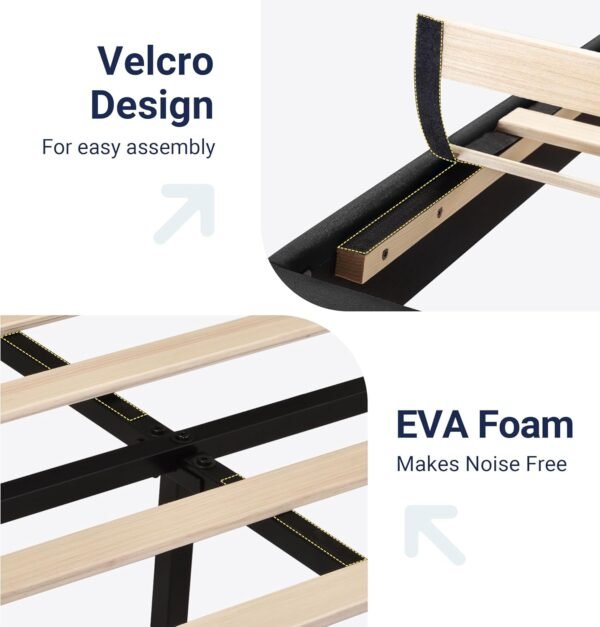 Allewie Queen Size Platform Bed Frame with Fabric ... - Image 6