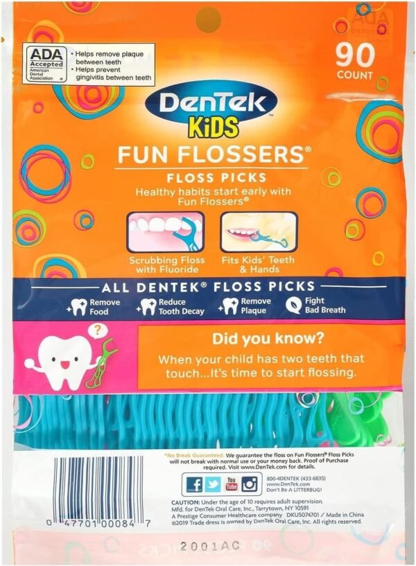 DenTek Kids Fun Flossers, Floss Picks, Removes Foo... - Image 3