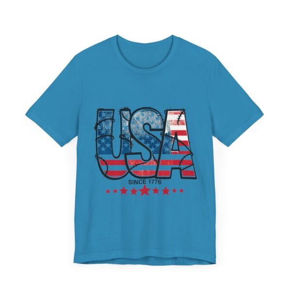 USA Flag Patriotic Tee, Unisex Short Sleeve T-Shirt, Fourth of July Gift, Americana Apparel, Casual Summer Shirt - Image 31