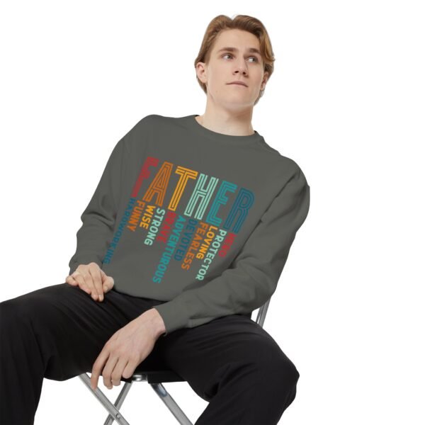 Father’s Day Garment-Dyed Sweatshirt, Dad Gift, Cozy Pullover, Birthday Gift for Dad, Protection and Love Apparel, Unique Dad Sweater - Image 9