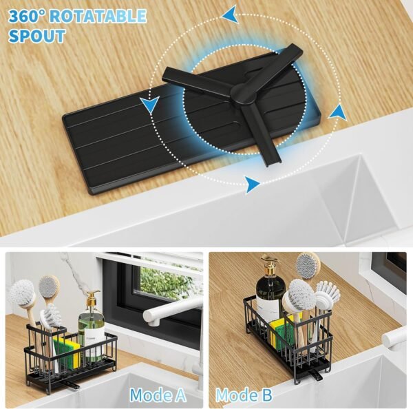 Cisily Black Sponge Holder for Kitchen Sink, Sink ... - Image 3