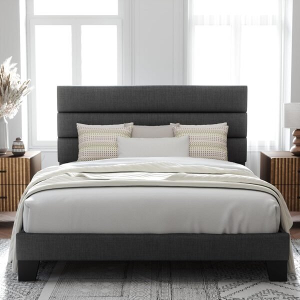 Allewie Queen Size Platform Bed Frame with Fabric ... - Image 2