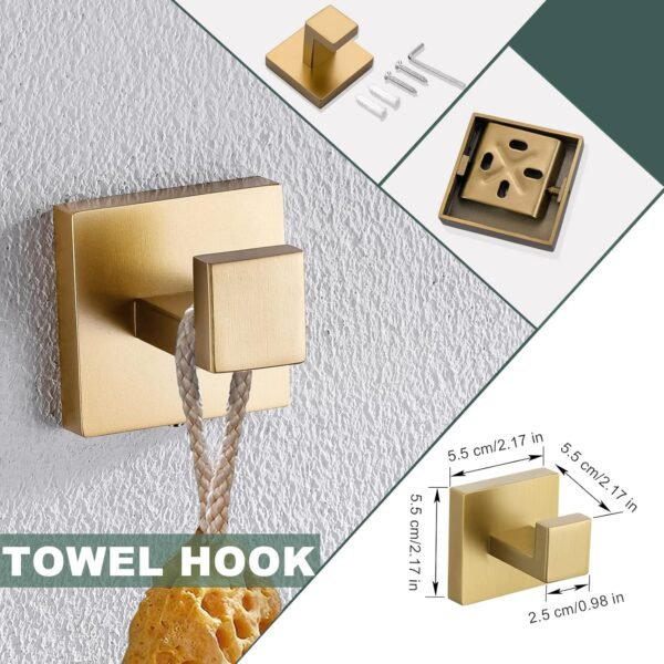 Brushed Gold Bathroom Towel Bar Holder Sets Premiu... - Image 5