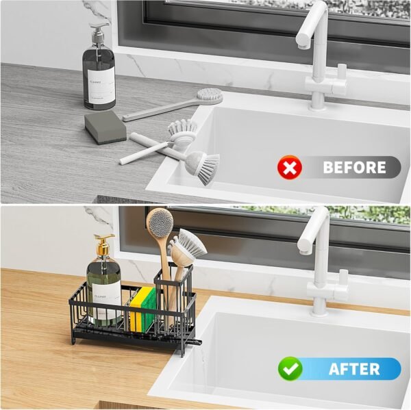 Cisily Black Sponge Holder for Kitchen Sink, Sink ... - Image 7