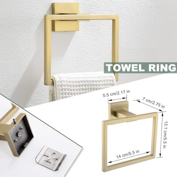 Brushed Gold Bathroom Towel Bar Holder Sets Premiu... - Image 4