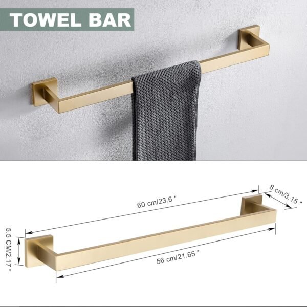 Brushed Gold Bathroom Towel Bar Holder Sets Premiu... - Image 6