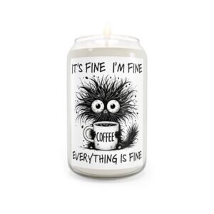 Cozy Coffee Scented Candle, Relaxing Gift for Home, Cute Decor, Humor Candle, Self-Care, Stress Relief Candle, Everything is Fine