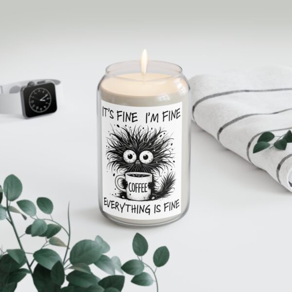 Cozy Coffee Scented Candle, Relaxing Gift for Home, Cute Decor, Humor Candle, Self-Care, Stress Relief Candle, Everything is Fine - Image 4