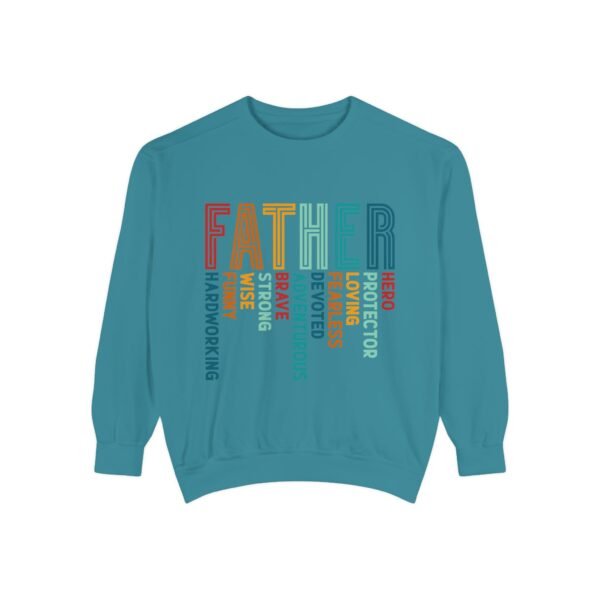 Father’s Day Garment-Dyed Sweatshirt, Dad Gift, Cozy Pullover, Birthday Gift for Dad, Protection and Love Apparel, Unique Dad Sweater