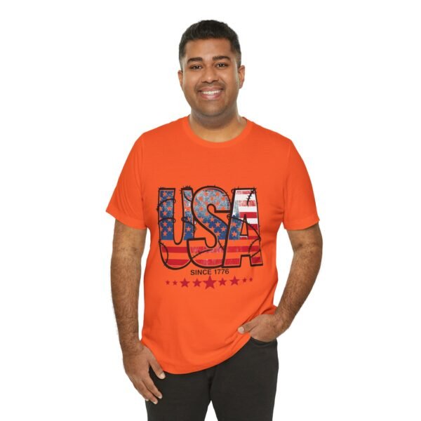 USA Flag Patriotic Tee, Unisex Short Sleeve T-Shirt, Fourth of July Gift, Americana Apparel, Casual Summer Shirt - Image 6