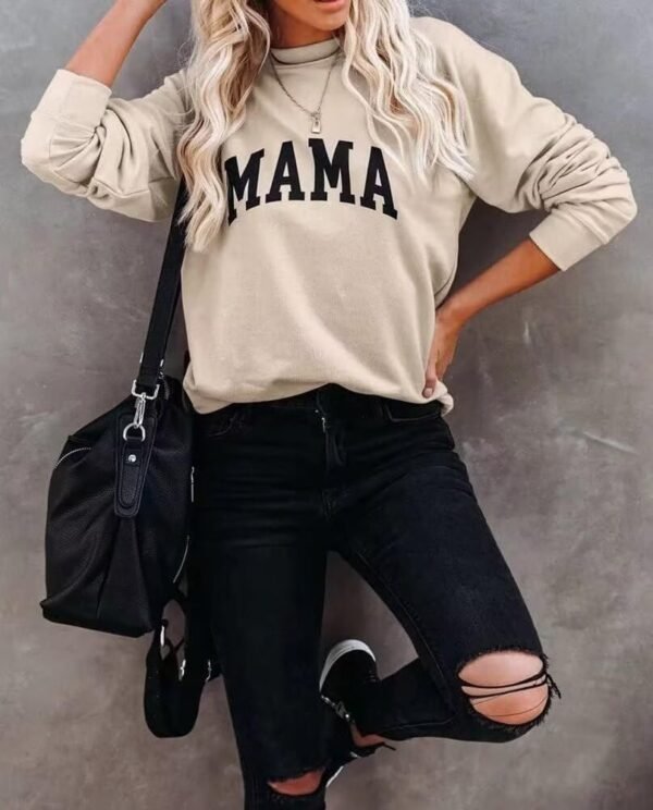 LEEDYA Women Long Sleeve Mama Sweatshirts Round Ne... - Image 3