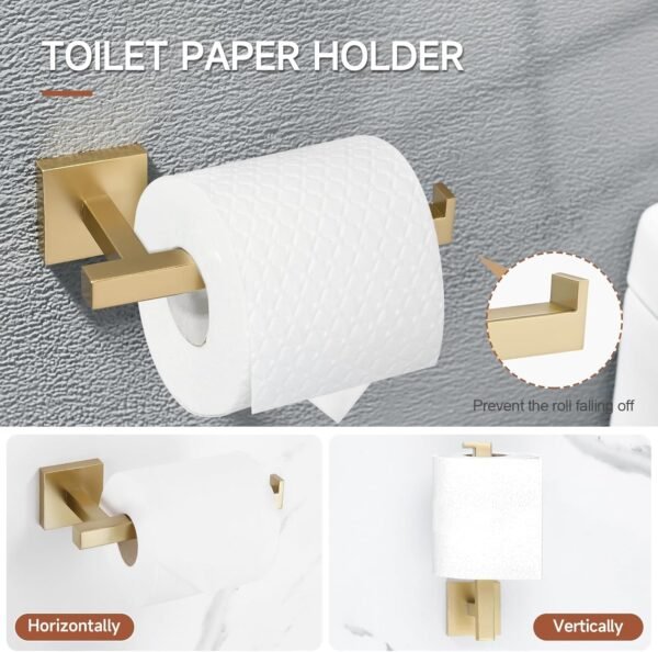 TQKAG 5-Piece Bathroom Accessories Set Brushed Gol... - Image 6