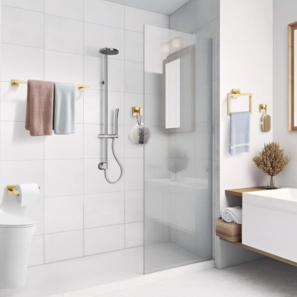 TQKAG 5-Piece Bathroom Accessories Set Brushed Gol... - Image 7