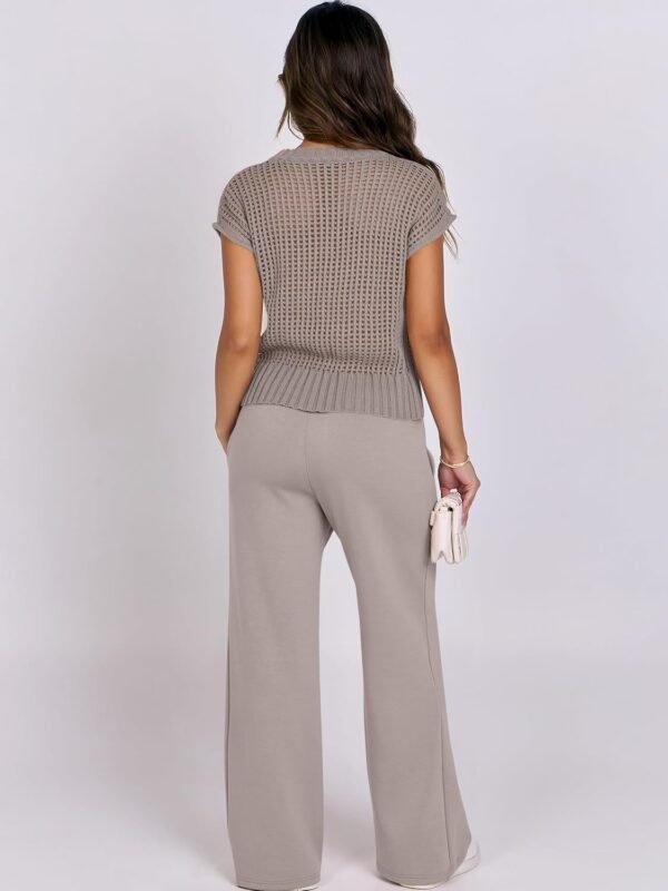 ANRABESS Women Two Piece Outfits Crochet Sheer Kni... - Image 4