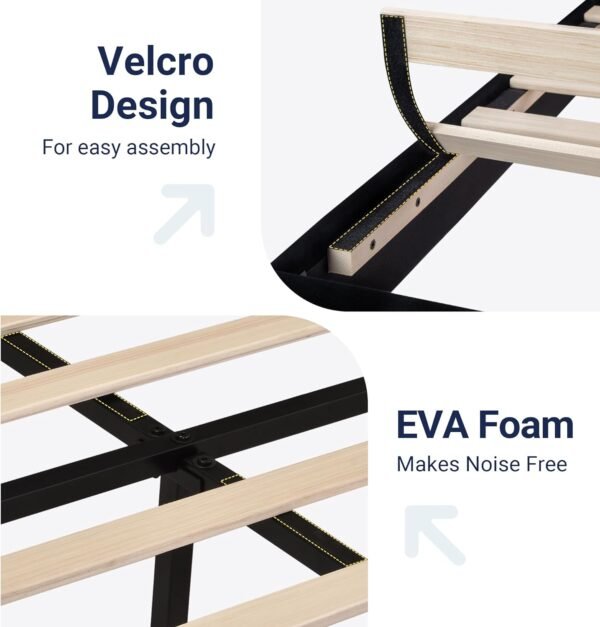 Allewie Queen Size Platform Bed Frame with Velvet ... - Image 6