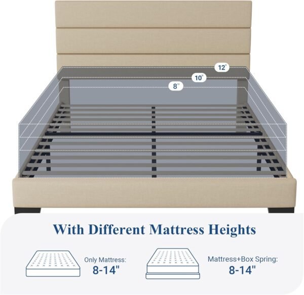 Allewie Queen Size Platform Bed Frame with Fabric ... - Image 8