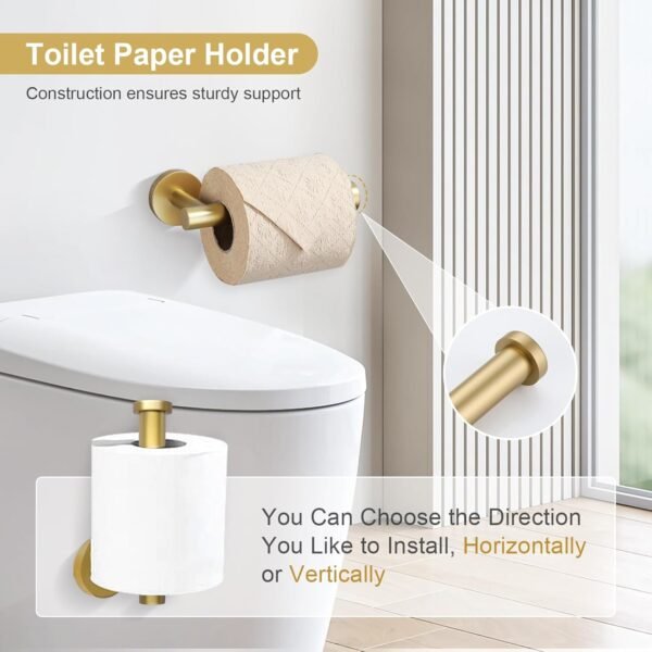 TQKAG Brushed Gold Bathroom Hardware Set 6-Piece B... - Image 6