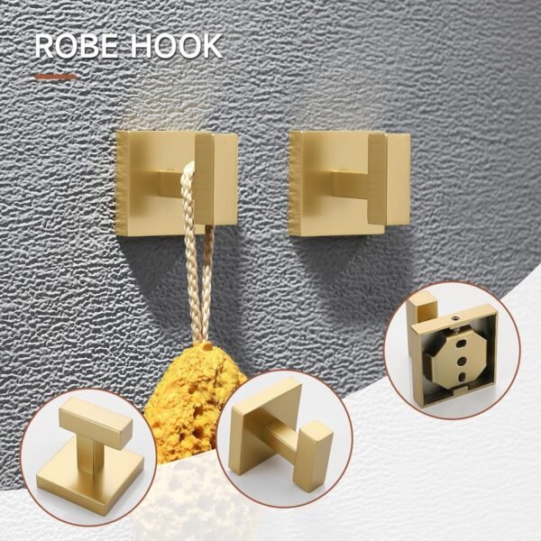 TQKAG 5-Piece Bathroom Accessories Set Brushed Gol... - Image 4