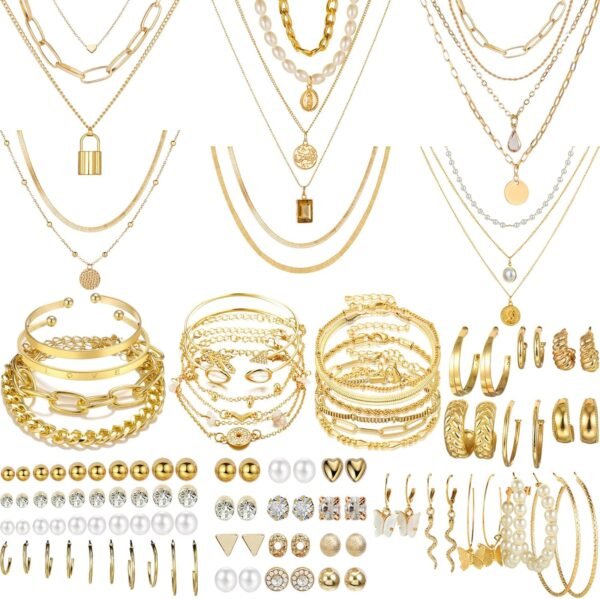 NEWITIN 69 Pieces Gold Jewelry Set for Women Fashi... - Image 2
