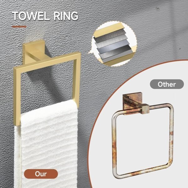 TQKAG 5-Piece Bathroom Accessories Set Brushed Gol... - Image 3