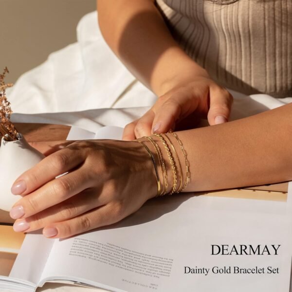 DEARMAY Gold Bracelets for Women Waterproof, 14K R... - Image 4
