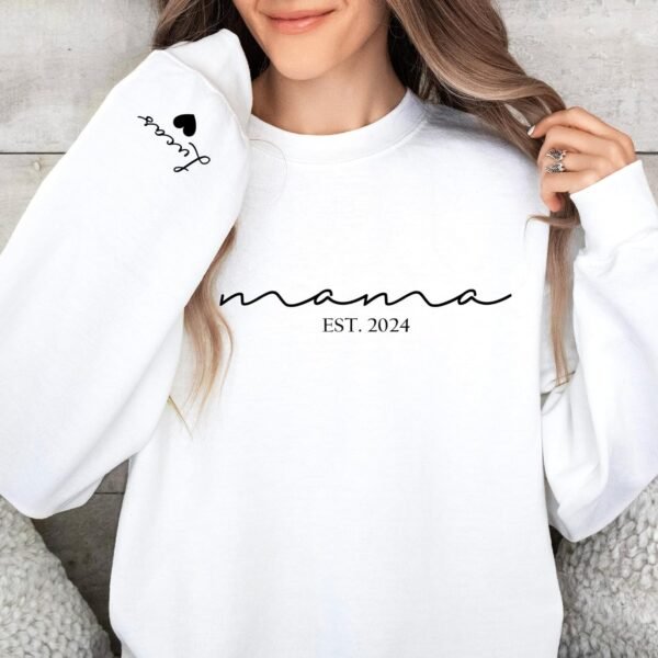 Custom Mama Sweatshirt with Kid Names on Sleeve Pe... - Image 3