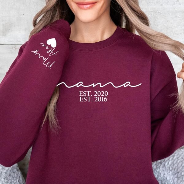 Custom Mama Sweatshirt with Kid Names on Sleeve Pe... - Image 7