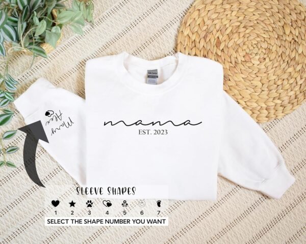 Custom Mama Sweatshirt with Kid Names on Sleeve Pe... - Image 5