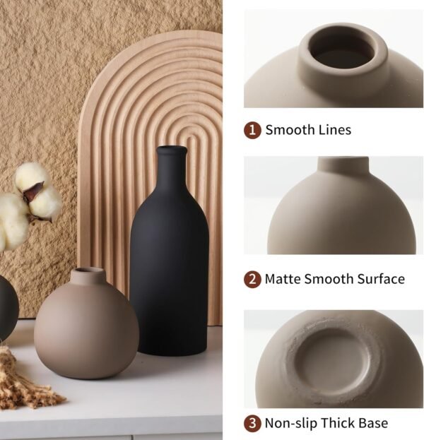 Ceramic Vase Set of 3, Vases Home Decor Rustic Far... - Image 6