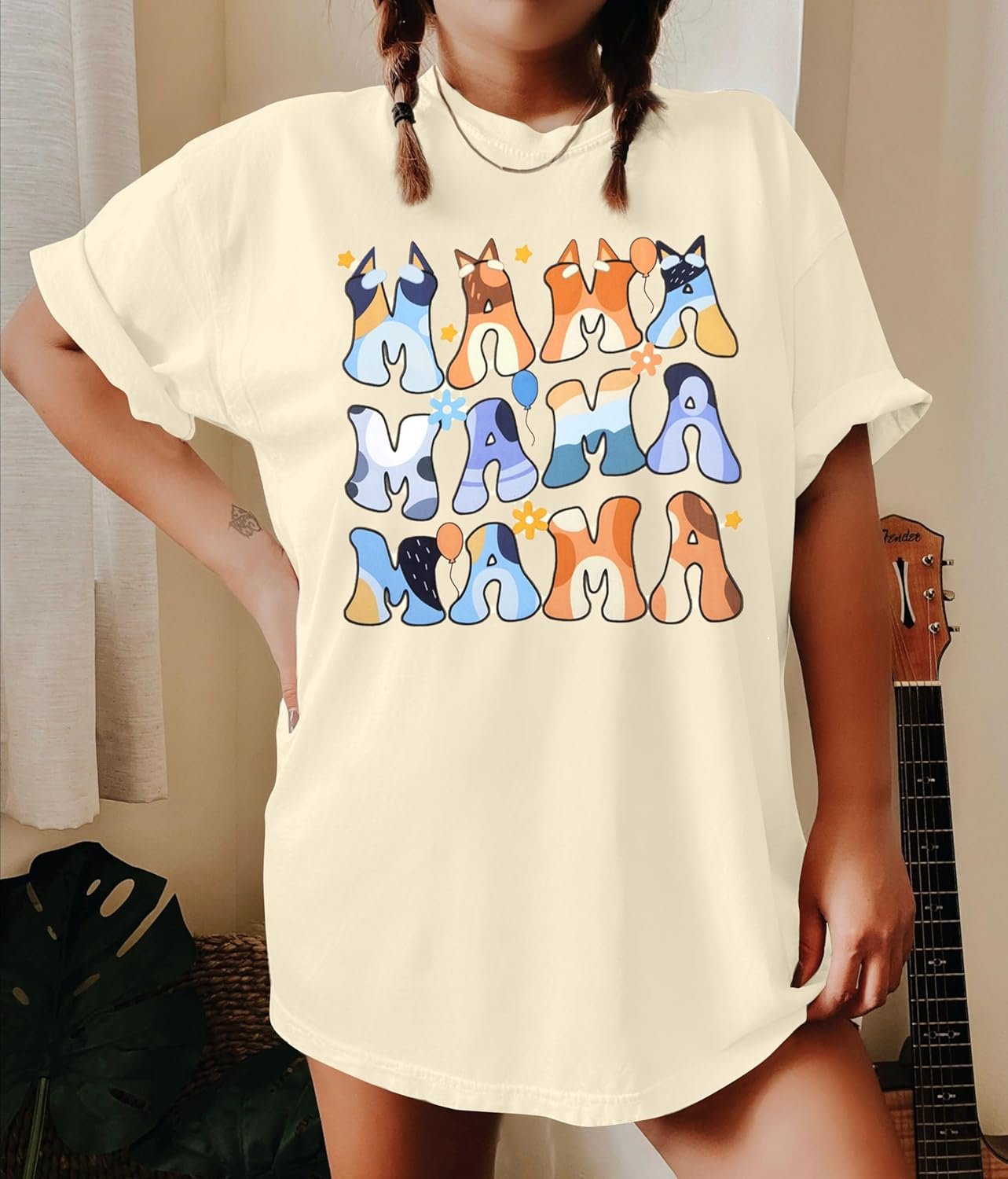 Oversized Mama Shirt Woman Mom Letter Print Tshirt... - Image 5