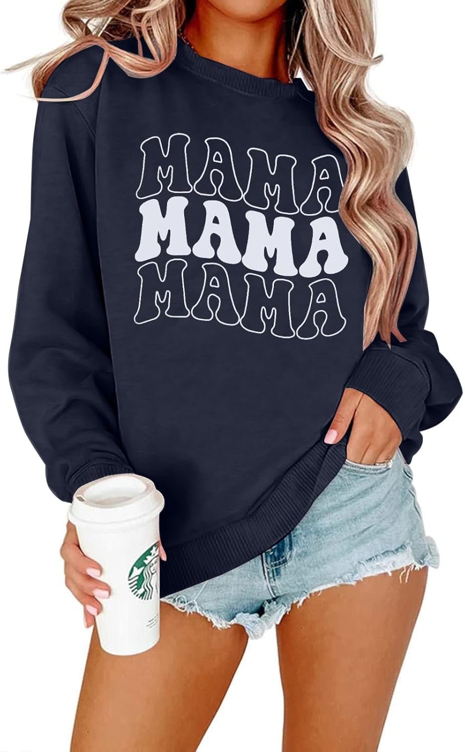 ASTANFY Oversized Mama Sweatshirt Women Mama Mom B... - Image 2