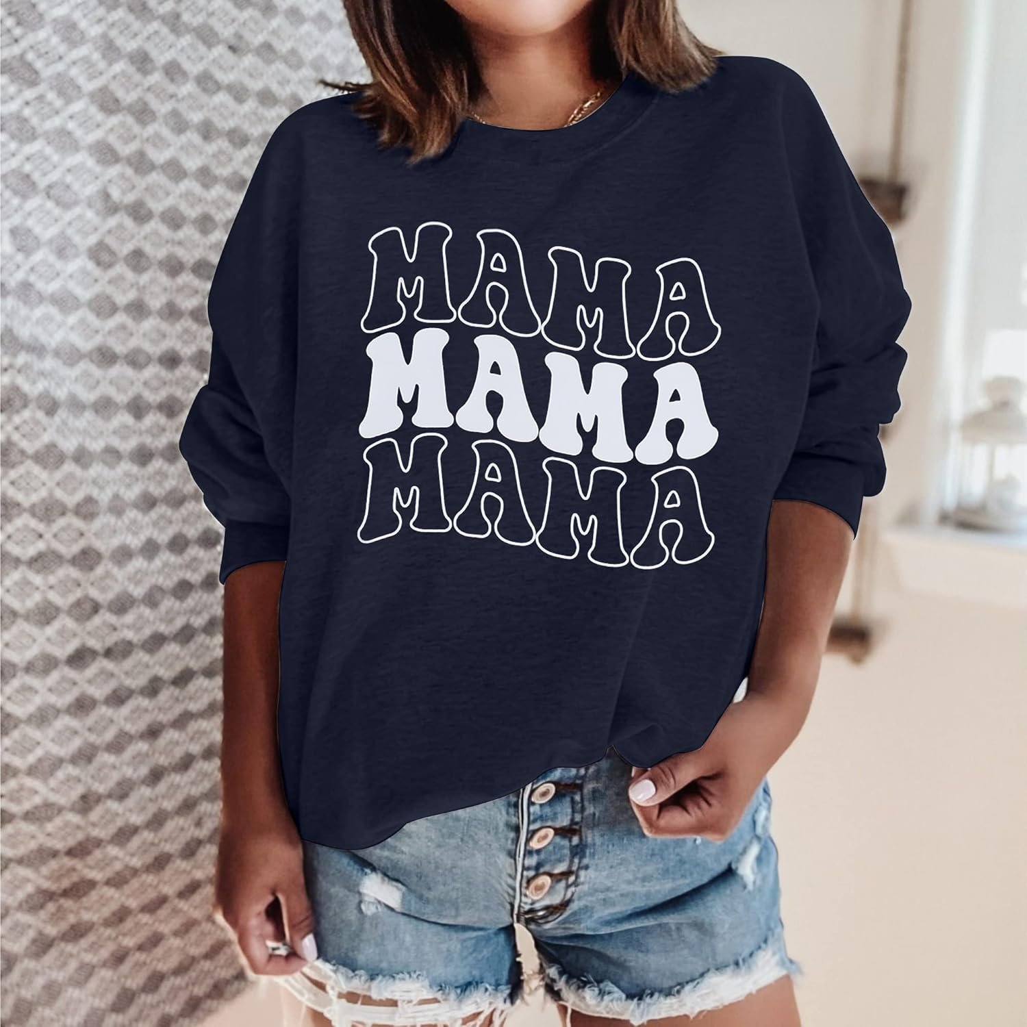 ASTANFY Oversized Mama Sweatshirt Women Mama Mom B... - Image 4
