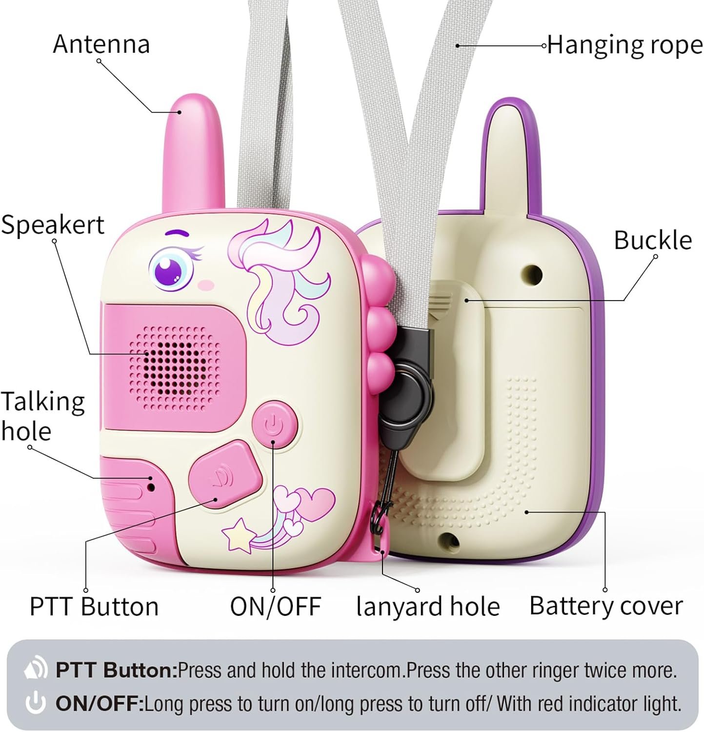 Walkie Talkies Toys for Girls:Unicorn Toys 2 Pack ... - Image 5
