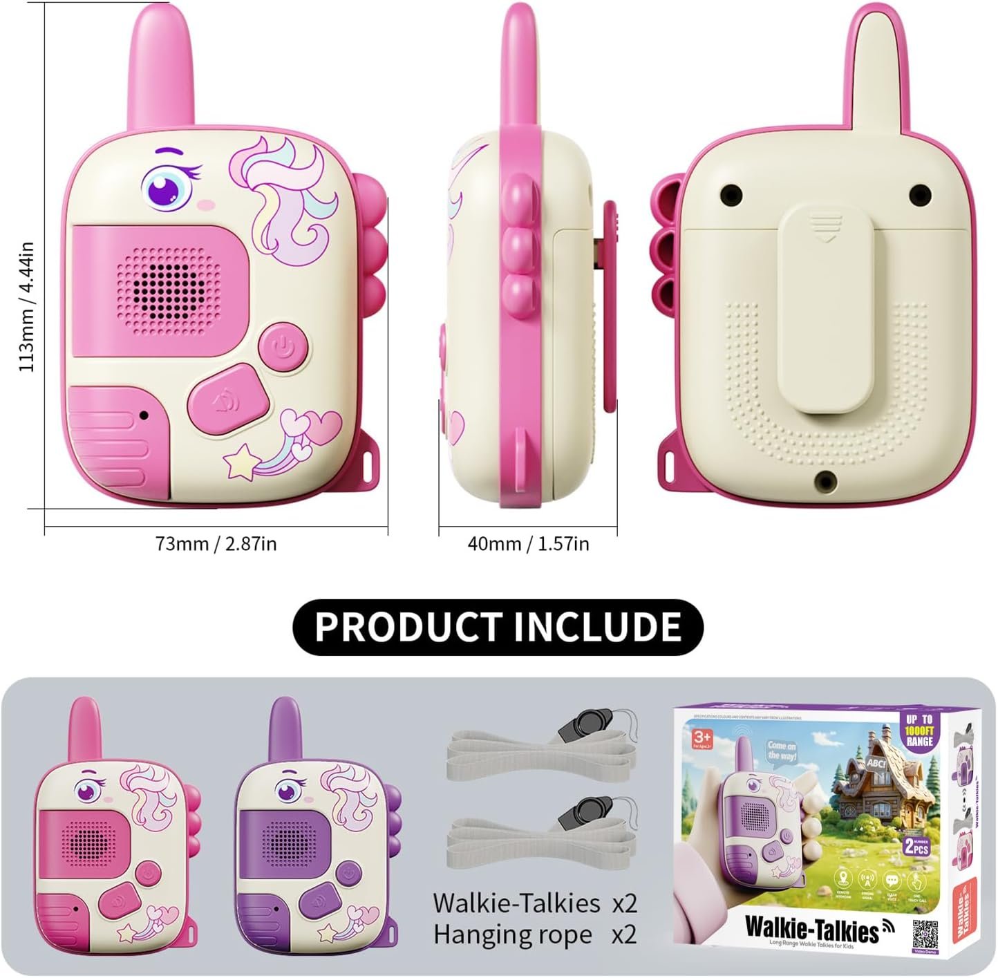 Walkie Talkies Toys for Girls:Unicorn Toys 2 Pack ... - Image 3