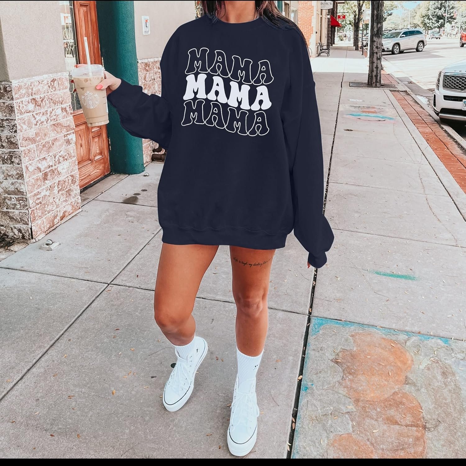 ASTANFY Oversized Mama Sweatshirt Women Mama Mom B... - Image 5