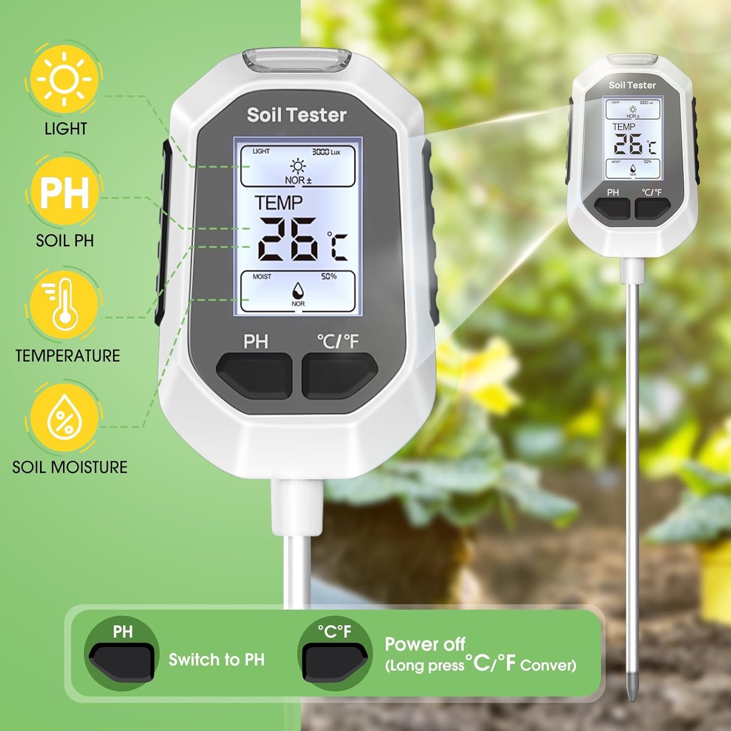 4-in-1 Soil Moisture Meter, Digital Plant Temperat... - Image 3