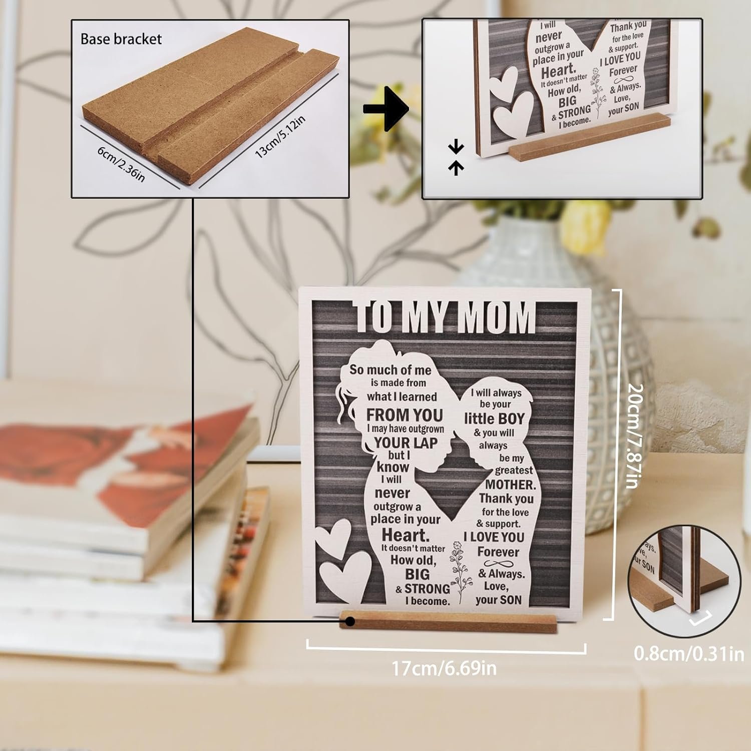 Love Mom Plaque for Mother’s Day, Mama Gift from S... - Image 6